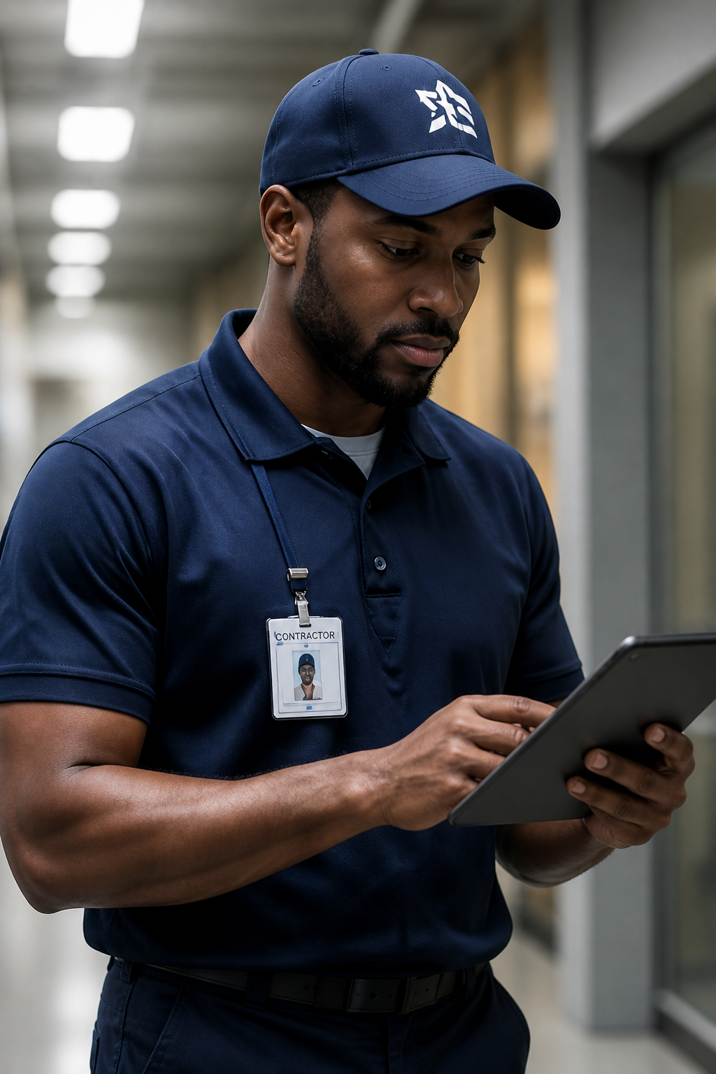 Government contractor with tablet